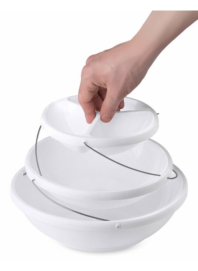 Masirs Masirs 3-Tier Collapsible Bowl: Decorative Design Folds for Minimal Storage. Ideal for Serving Snacks, Salad, and Fruit. Top Bowl Divided into Three Sections. - Image 3