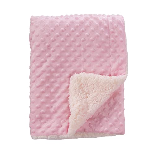 CREVENT Cozy Soft and Warm Sherpa Baby Blanket for Infant Toddler's Crib Cot Stroller Gift for Baby Girls All Season Use(30"X40" Pink Dot) - Image 1