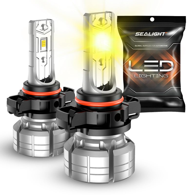 SEALIGHT 5202 LED Fog Light Bulbs Yellow, 12000LM 24W Strong Penetration 5202 5201 PS19W PS24W Fog Light Bulbs LED, 3000K Amber Yellow Fog Lights LED with 5530 CSP Chips. Pack of 2 - Image 1