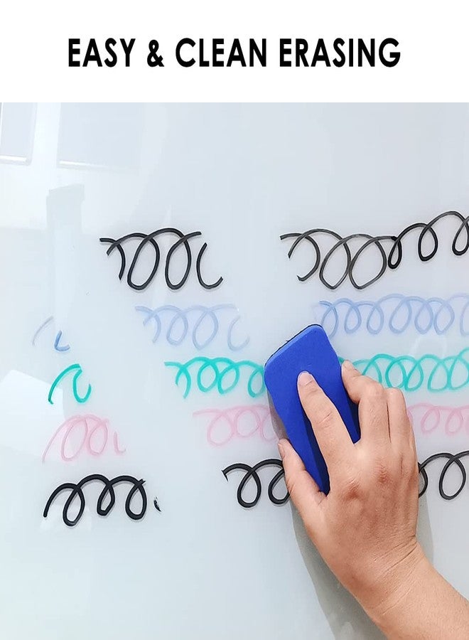DEVELOP Magnetic Glass Whiteboard, 24 x 18 Inches (60 x 45 cm), Small Tempered Glass Dry Erase Board for Wall, Frameless Whiteboards with Marker Tray, 4 Markers, 2 Magnets, 1 Eraser - Image 4