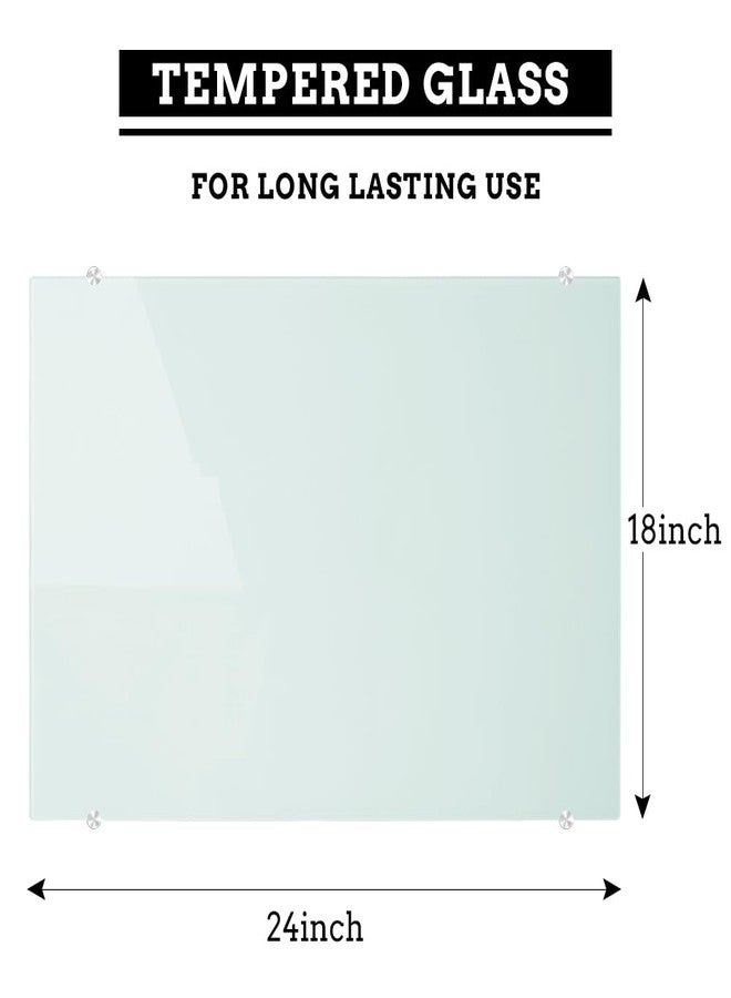 DEVELOP Magnetic Glass Whiteboard, 24 x 18 Inches (60 x 45 cm), Small Tempered Glass Dry Erase Board for Wall, Frameless Whiteboards with Marker Tray, 4 Markers, 2 Magnets, 1 Eraser - Image 2