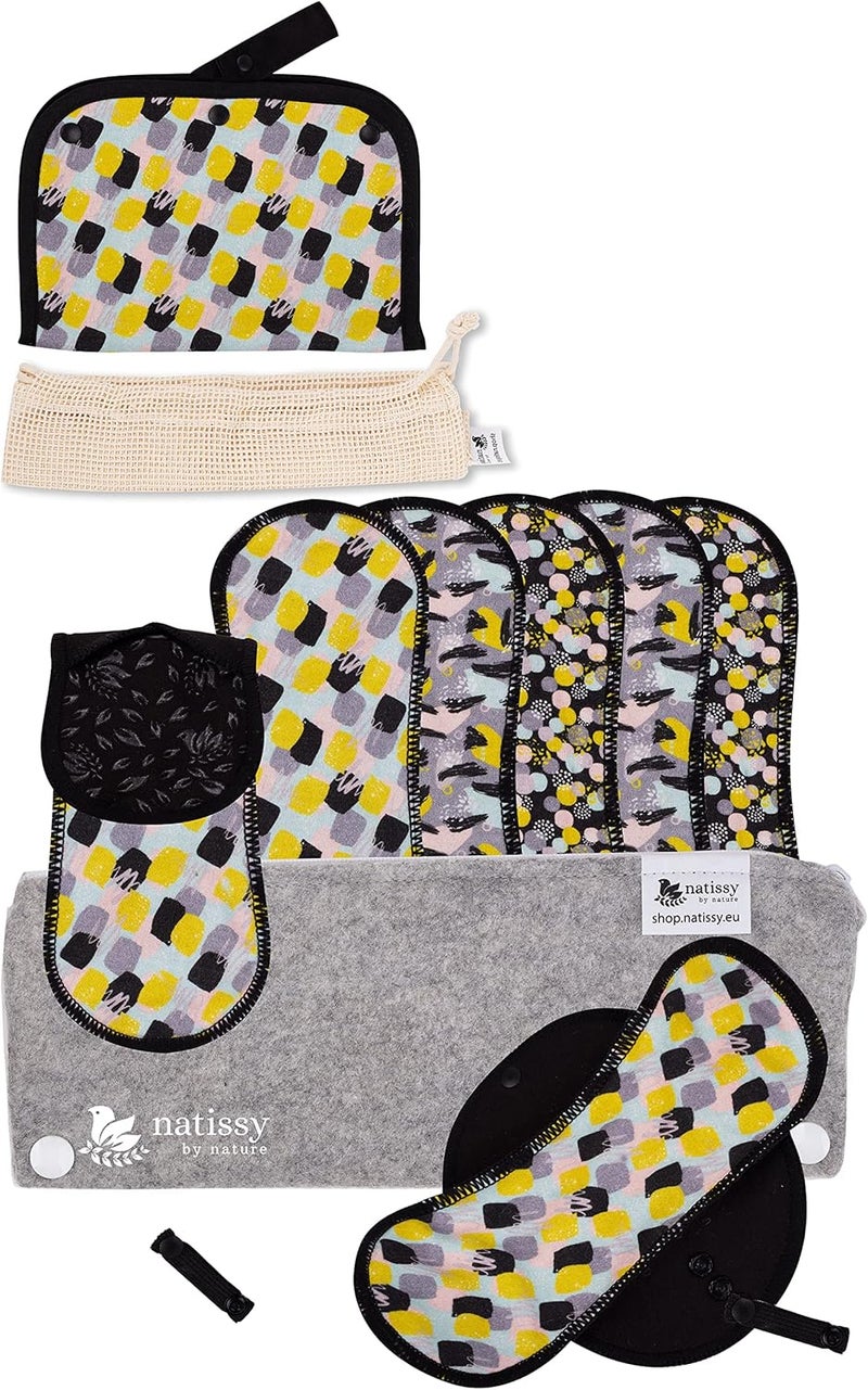 Non Slip Reusable Panty Liners for Women; 7-Pack (M) Organic Cotton Panty Liners Reusable; Panty Liner Washable for Women & Teens; Thin Cloth Panty Liners for Vaginal Discharge & Care-Free Everyday.