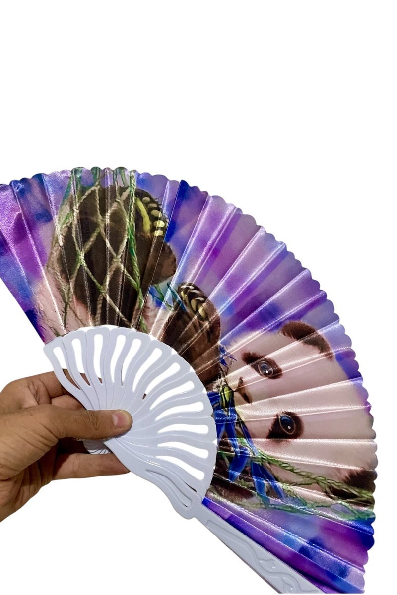 Folding Fan, Handheld Fan with Plastic Cloth Frame and Panda Design for Weddings and Dancing - Image 3