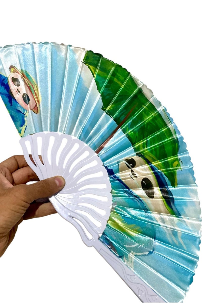 Folding Fan, Handheld Fan with Plastic Cloth Frame and Panda Design for Weddings and Dancing - Image 4