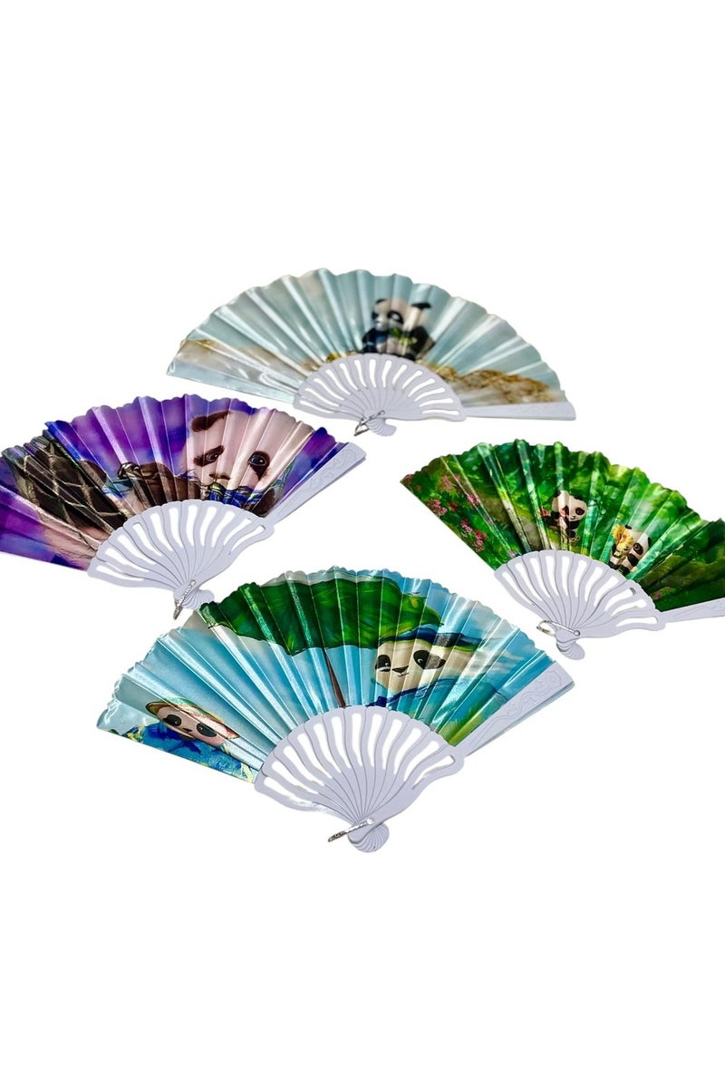 Folding Fan, Handheld Fan with Plastic Cloth Frame and Panda Design for Weddings and Dancing - Image 5