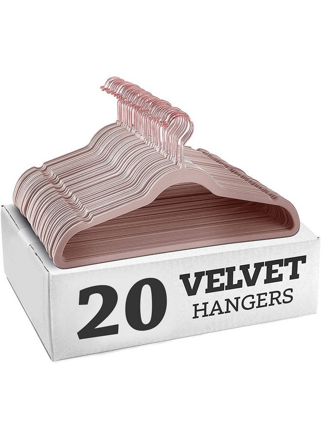 STAR WORK STAR WORK - Velvet Hangers Non-Slip Velvet Hangers Premium Suit Hangers Ultra Thin Space Saving 360 Degree Swivel Hook Clothes Hangers Velvet for Suits,Coats,Jackets,Pants,Dress (Peach, Pack of 20)  - Image 1
