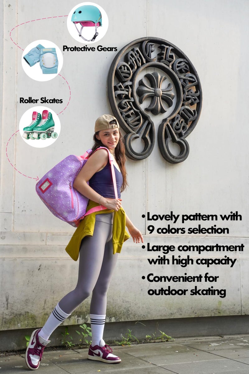 BAUXZOR Skate Bags with Lovely Heart and Star Patterns for Roller Skates, Ice Skates, Quad Skates, Inline Skates, Figure Skates, Skate Accessories for Kids and Adults (Heart Lavender 06) - Image 4