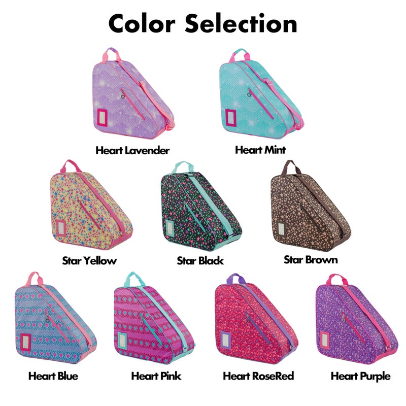 BAUXZOR Skate Bags with Lovely Heart and Star Patterns for Roller Skates, Ice Skates, Quad Skates, Inline Skates, Figure Skates, Skate Accessories for Kids and Adults (Heart Lavender 06) - Image 2