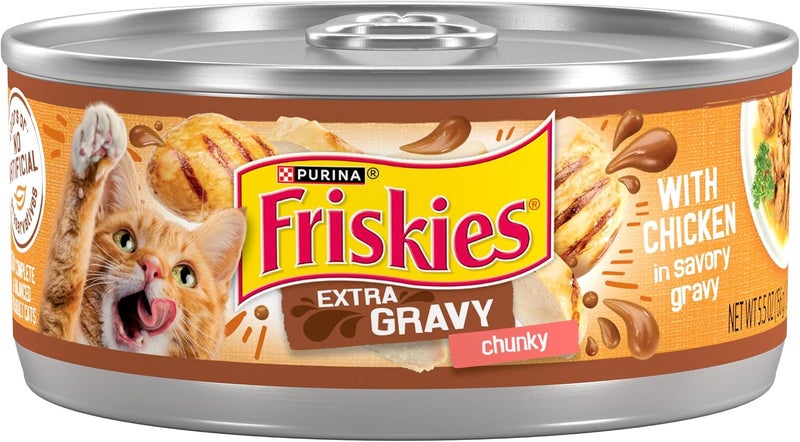 Friskies طعام قطط رطب فريسكيز بيورينا مع صلصة إضافية - (24) علبة 5.5 أونصة - Image 1