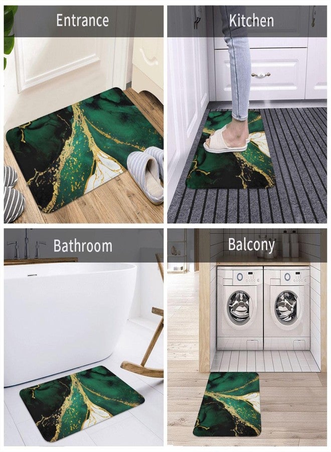 Lcokin Emerald Green and Gold Marble Bathroom Rugs Bath Mat Floor Non-Slip Floor Carpet Absorbent Door Mat Home Decor for Kitchen Bedroom Indoor Outdoor 20"x31.5"in - Image 3