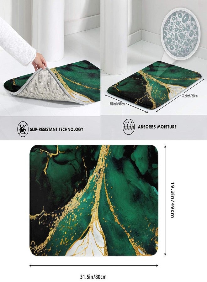 Lcokin Emerald Green and Gold Marble Bathroom Rugs Bath Mat Floor Non-Slip Floor Carpet Absorbent Door Mat Home Decor for Kitchen Bedroom Indoor Outdoor 20"x31.5"in - Image 4