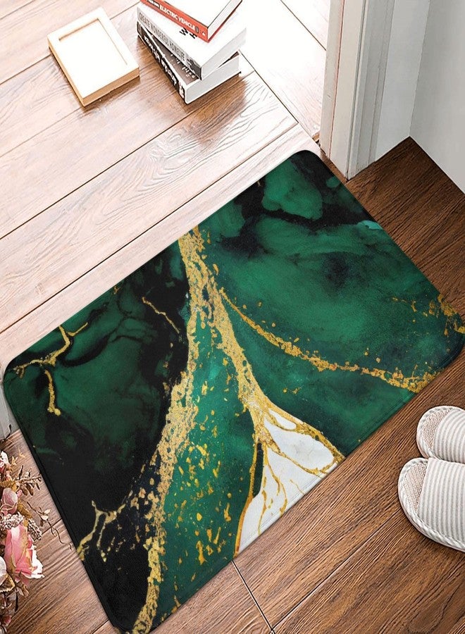 Lcokin Emerald Green and Gold Marble Bathroom Rugs Bath Mat Floor Non-Slip Floor Carpet Absorbent Door Mat Home Decor for Kitchen Bedroom Indoor Outdoor 20"x31.5"in - Image 1