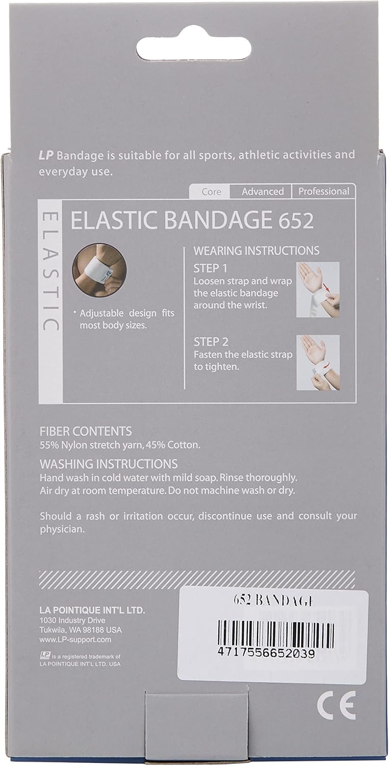 LP Support 652 Elastic Bandage for Wrist, One Size, White - Image 2