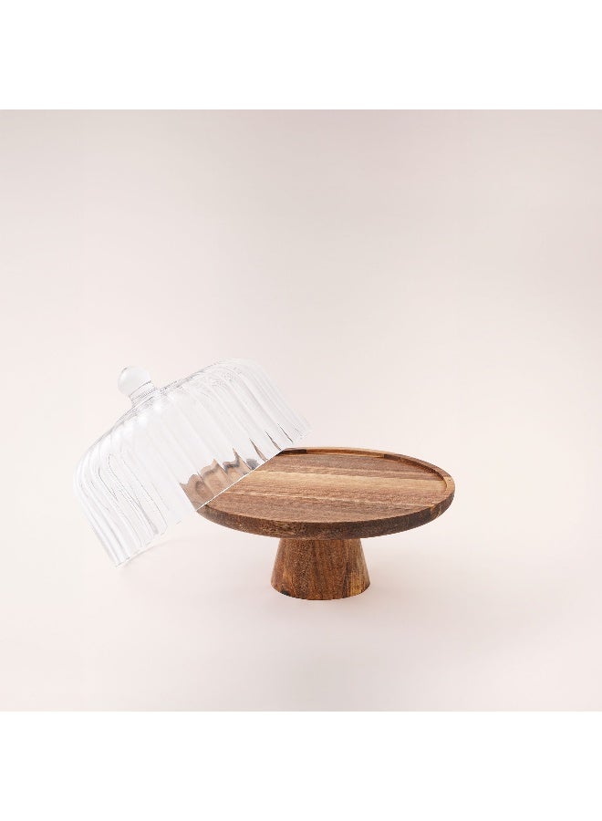 La Mesa cake stand dia 26cm with acacia wood stand and glass lid - Image 4