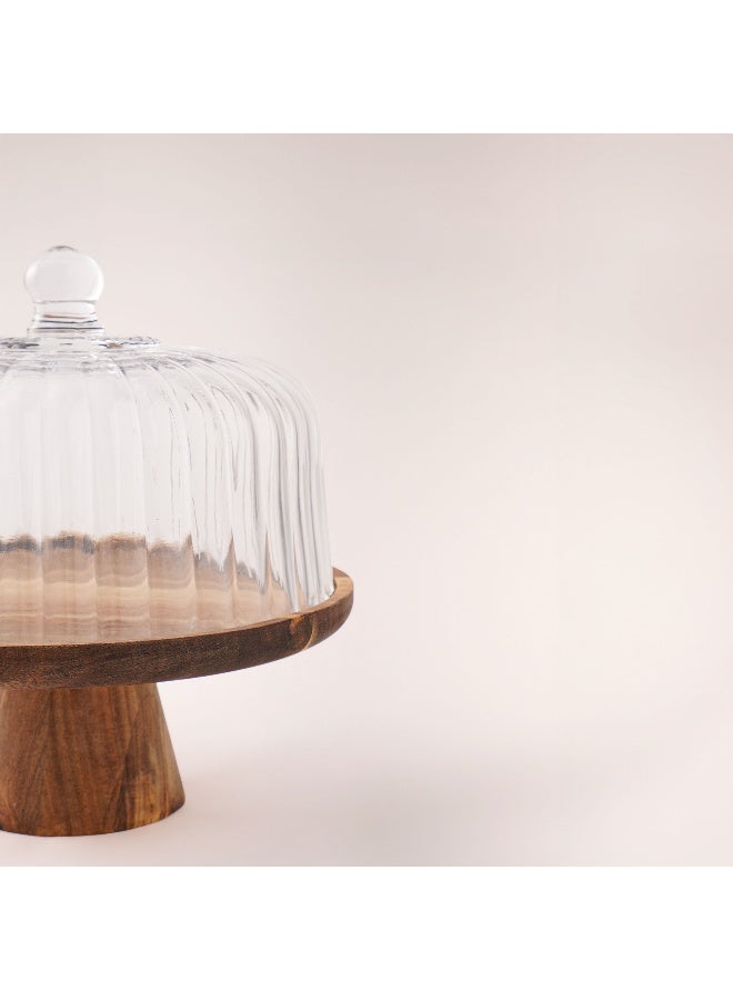 La Mesa cake stand dia 26cm with acacia wood stand and glass lid - Image 3