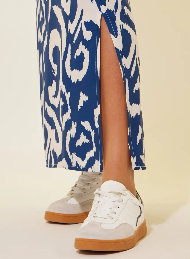 Take Two All-Over Print A-Line Maxi Skirt with Side Slit