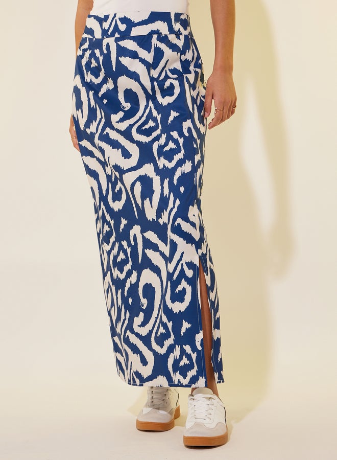 Take Two Styli All-Over Print A-Line Maxi Skirt with Side Slit - Image 2
