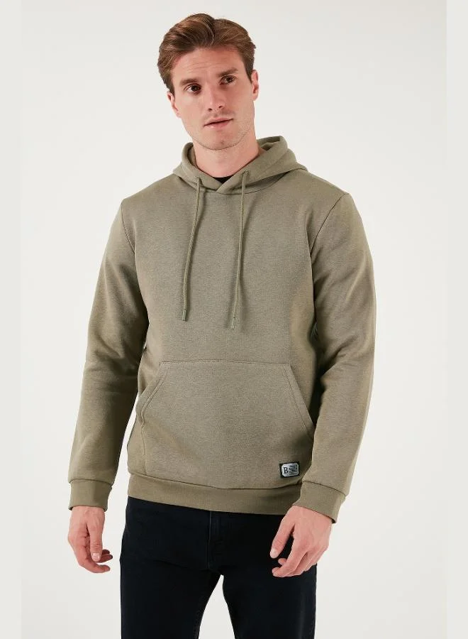 بوراتي بلوزة بغطاء رأس بقصة عادية وجيب كنغر وبطانة صوف ناعمة للرجال من بوراتي