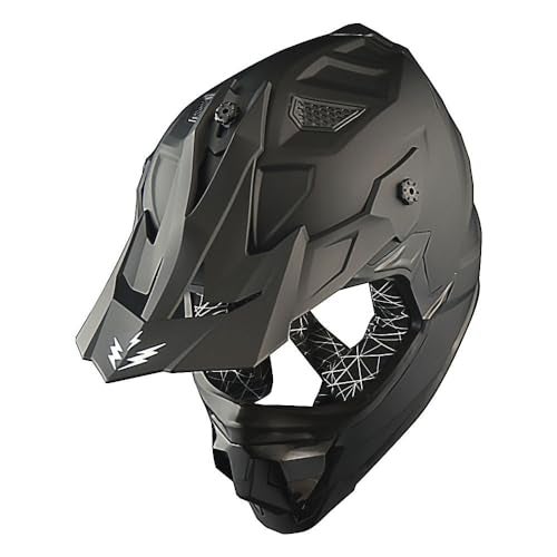 1Storm Adult Motocross Helmet ATV Dirt Bike BMX MX Downhill Mountain Helmet Track Style JH601; Matt Black - Image 4