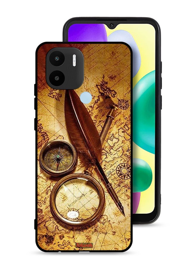 Tolwak Xiaomi Redmi A1 Plus Protective Case Cover Vintage Compass - Image 1