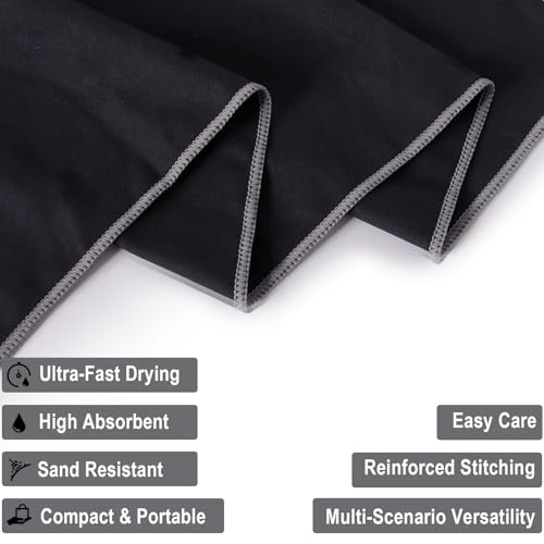 Your Choice Quick Dry Towel - Super Absorbent Microfiber for Gym, Travel, Camping | Ultra Compact & Lightweight(S/Black) - Image 2
