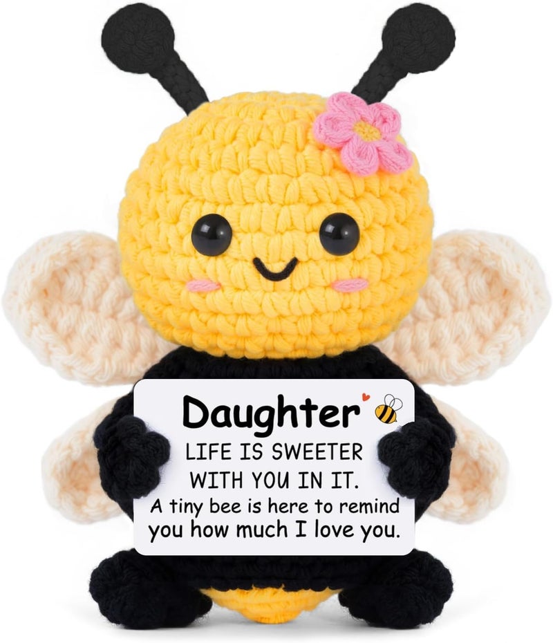 Gleevera Valentines Day Gifts for Daughter Ideas, Daughter Gifts from Mom Dad - Cute Handmade Crochet Bee - Birthday Graduation Mothers Day Present for Girls, Emotional Support Animal Present - Image 1