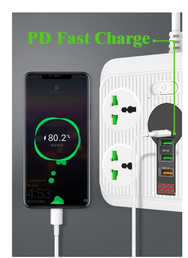 Generic Power Strip Surge Protector with USB - Extension Cord Flat Plug with Widely 4 AC Outlet and 3 USB 1 PD, LED Small Desktop Station with 6 ft Power Cord, Compact Socket for Travel, Home and Office  - Image 4