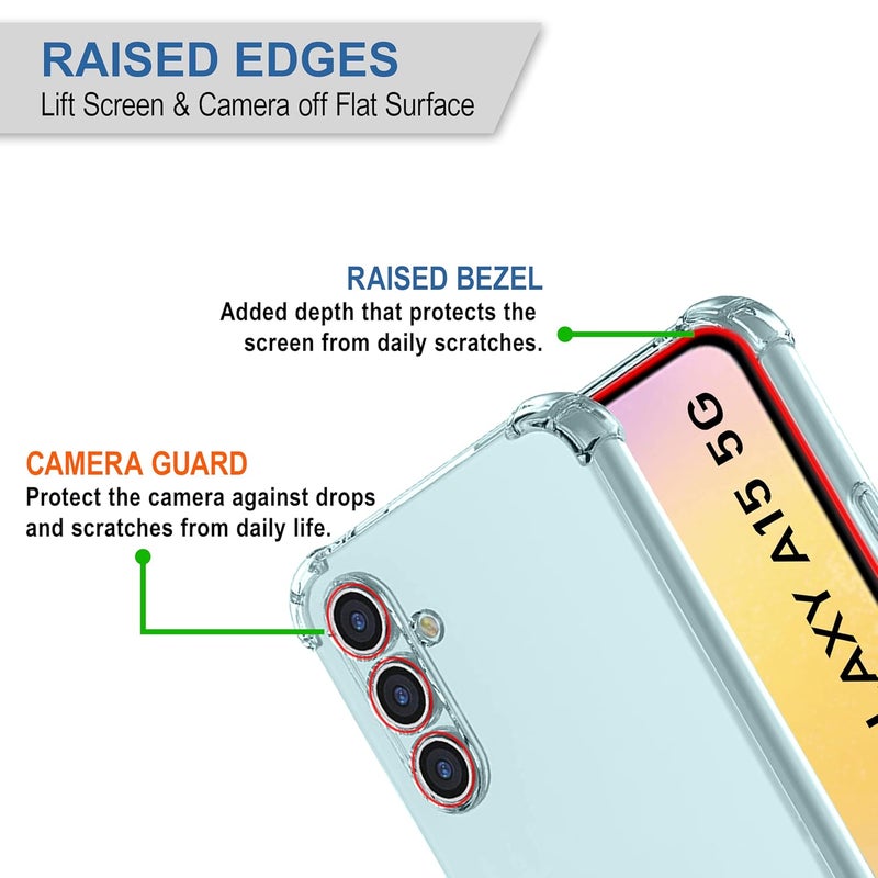 Cedo Samsung Galaxy A15 (5G) Bumper Case | Soft Jel Flexible Thin Full Protection Shock Proof Clear TPU Back Case Cover for Samsung Galaxy A15 (5G) (Transparent) - Image 2