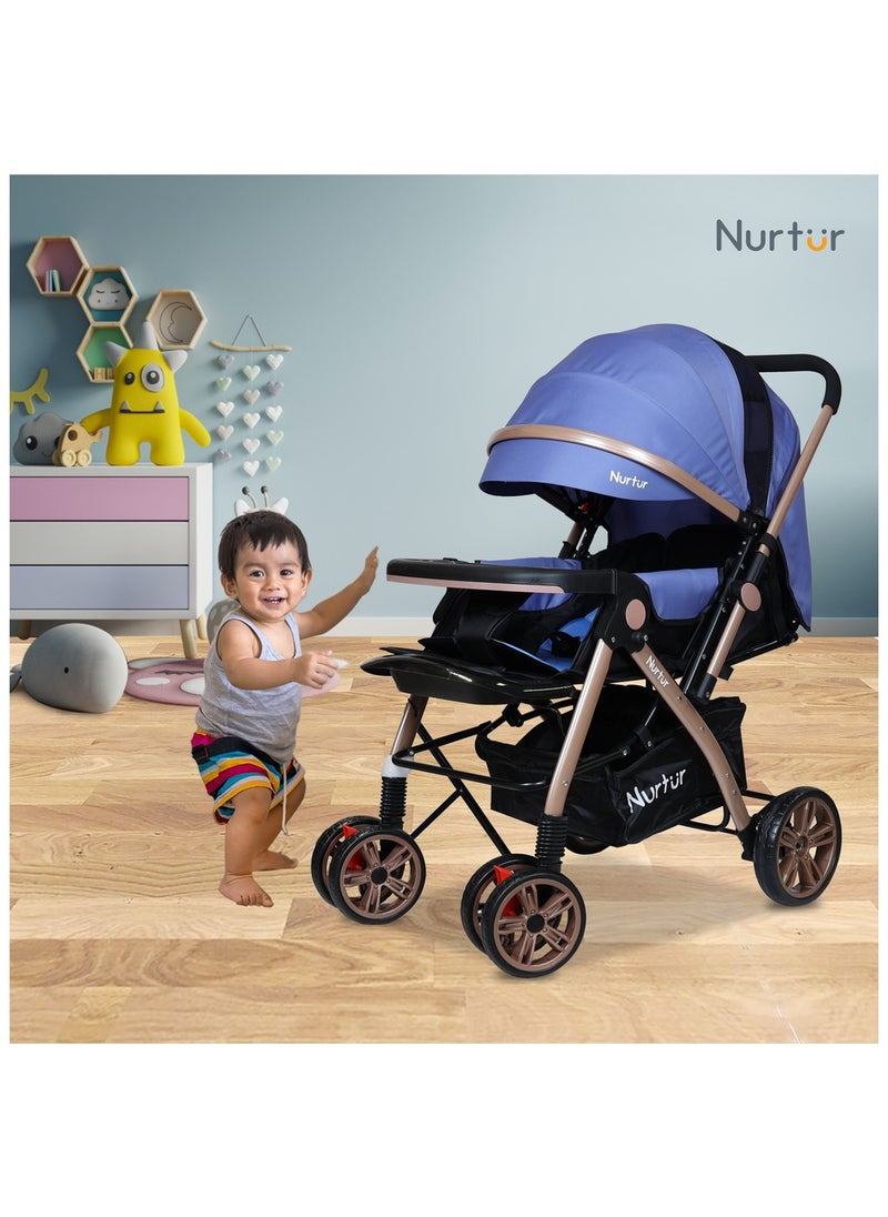 Nurtur Nurtur Wilder Baby/Kids Travel Stroller 0 3 years, Storage Basket, Detachable Food Tray, 5 Point Safety Harness, Adjustable Backrest, Reversible Handle,  - Image 4