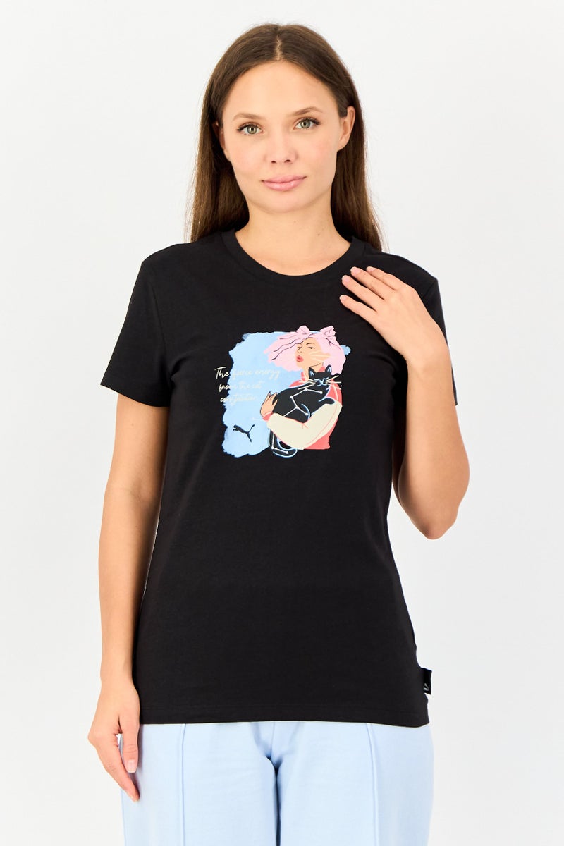 PUMA Women Sportswear Fit Short Sleeve Outdoor T-Shirt, Black - Image 1