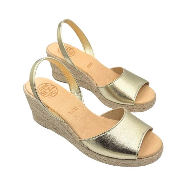 SHOEQ Gold (Vegan) Classic Espadrille Wedge for Women | Best Price UAE