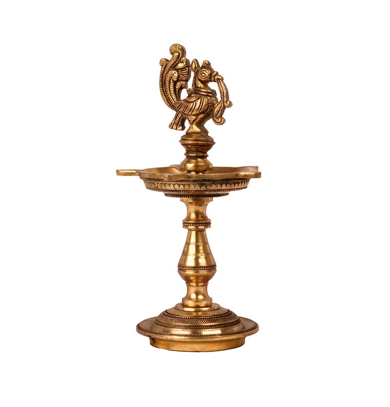 Mohanjodero Brass Peacock Diya, Peacock Lamp - Image 4