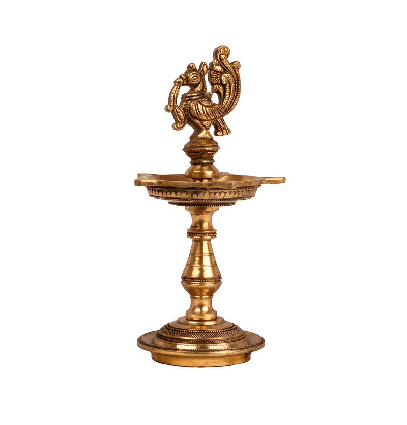 Mohanjodero Brass Peacock Diya, Peacock Lamp - Image 5
