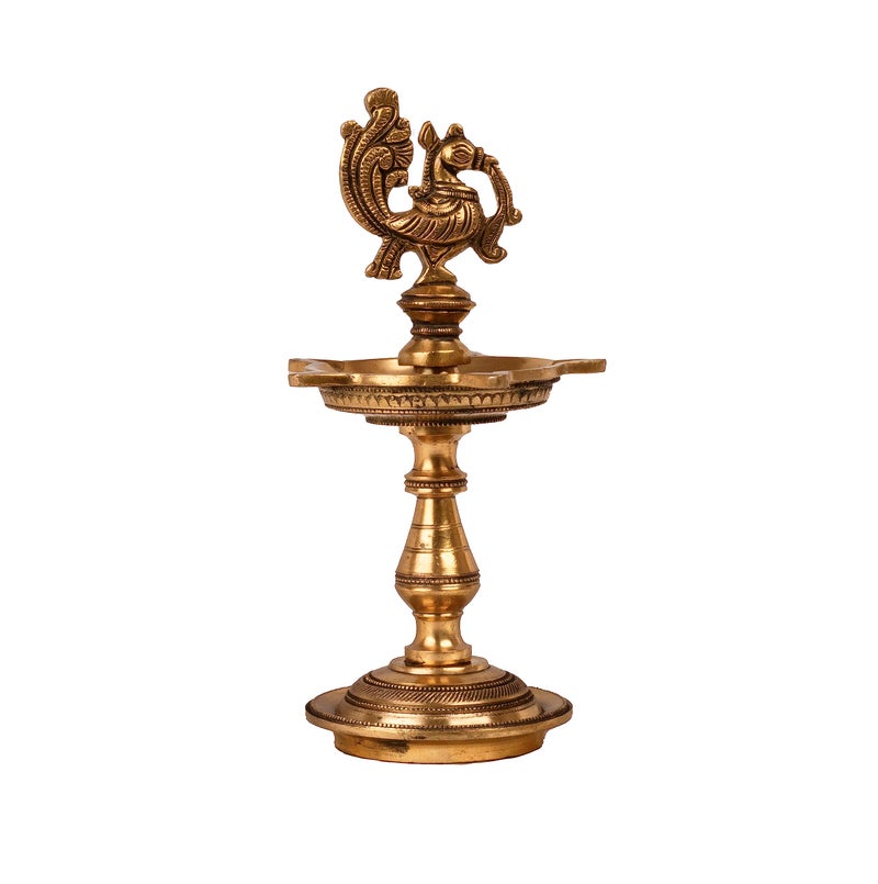 Mohanjodero Brass Peacock Diya, Peacock Lamp - Image 3