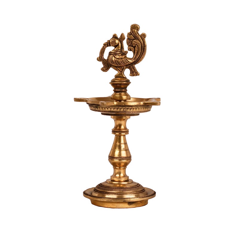 Mohanjodero Brass Peacock Diya, Peacock Lamp - Image 2