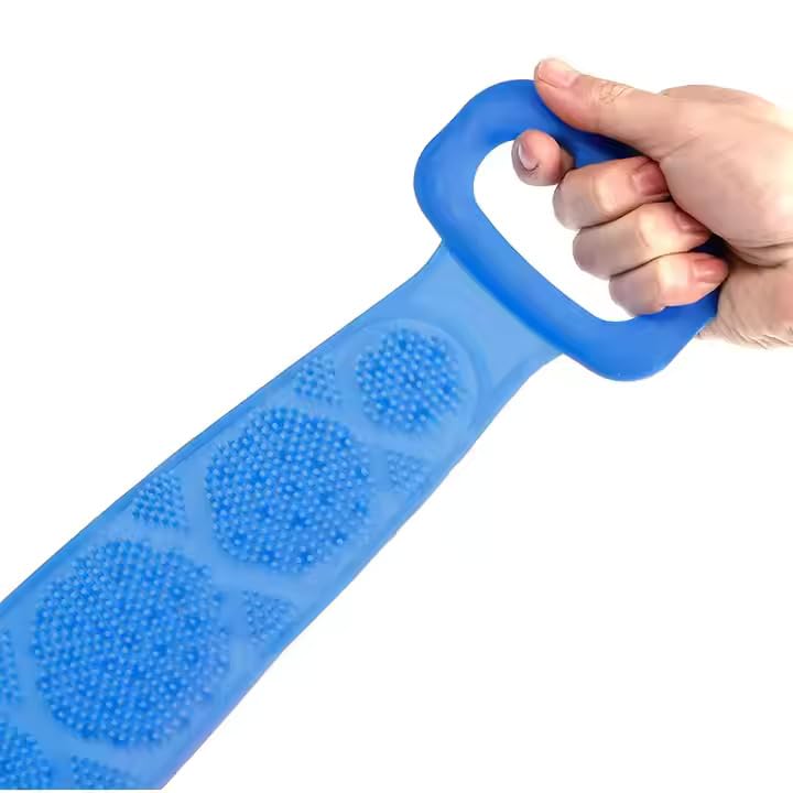 Silicon Double Side Shower Exfoliating Belt Removes Bath Towel Rub Back Mud Silica Gel Bath Towel Shower Strap Deep Clean Massage Random Color  - Image 5