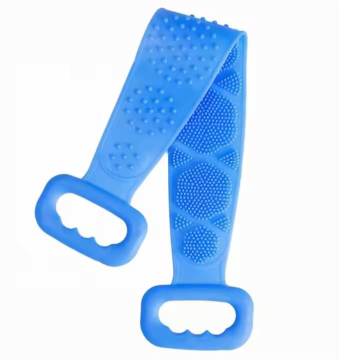 Silicon Double Side Shower Exfoliating Belt Removes Bath Towel Rub Back Mud Silica Gel Bath Towel Shower Strap Deep Clean Massage Random Color  - Image 3