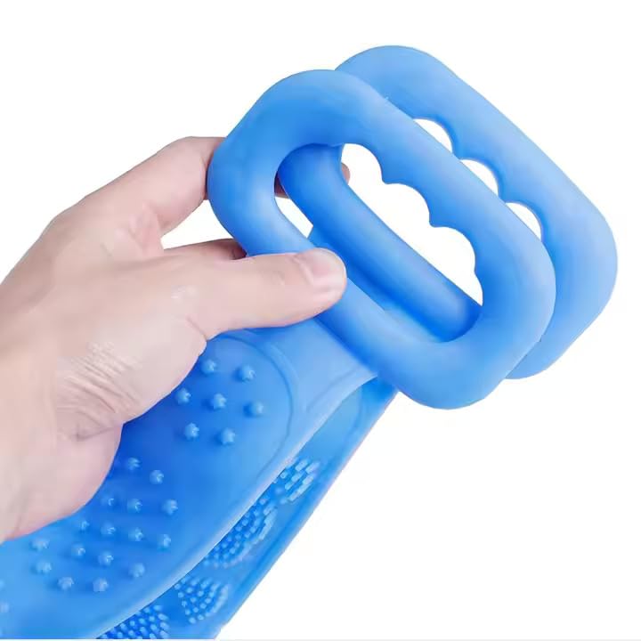Silicon Double Side Shower Exfoliating Belt Removes Bath Towel Rub Back Mud Silica Gel Bath Towel Shower Strap Deep Clean Massage Random Color  - Image 4