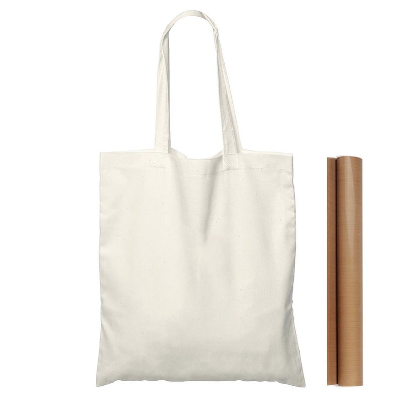 NPBAG 50 Pack 15'' X 16'' Natural Cotton Tote Bags, Lightweight Blank Bulk Cloth bags with 1pc of PTFE Teflon Sheet - Image 5
