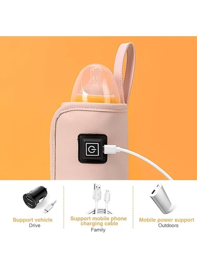 جهاز تدفئة زجاجات الرضاعة للأطفال باللون الوردي، يعمل بمنفذ USB، تسخين سريع بتقنية رقمية للحفاظ على درجة حرارة ثابتة، مما يضمن دفء زجاجات الرضاعة بسرعة وأمان لفترات طويلة. - Image 2