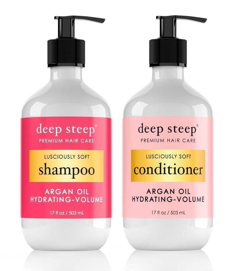 Deep Steep Shampoo  Conditioner Premium Hair Care Argan Oil Hydrating Volume 10 oz