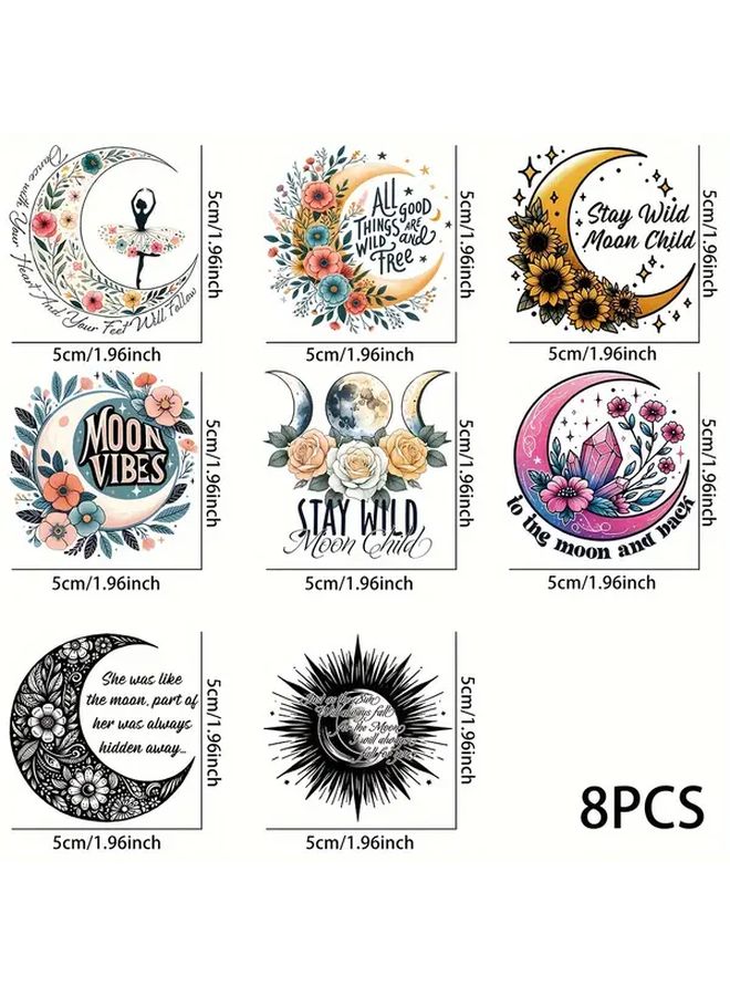 Moon Flower UV DTF Transfer Stickers Waterproof Heat Activated Iron On Decals - Image 2
