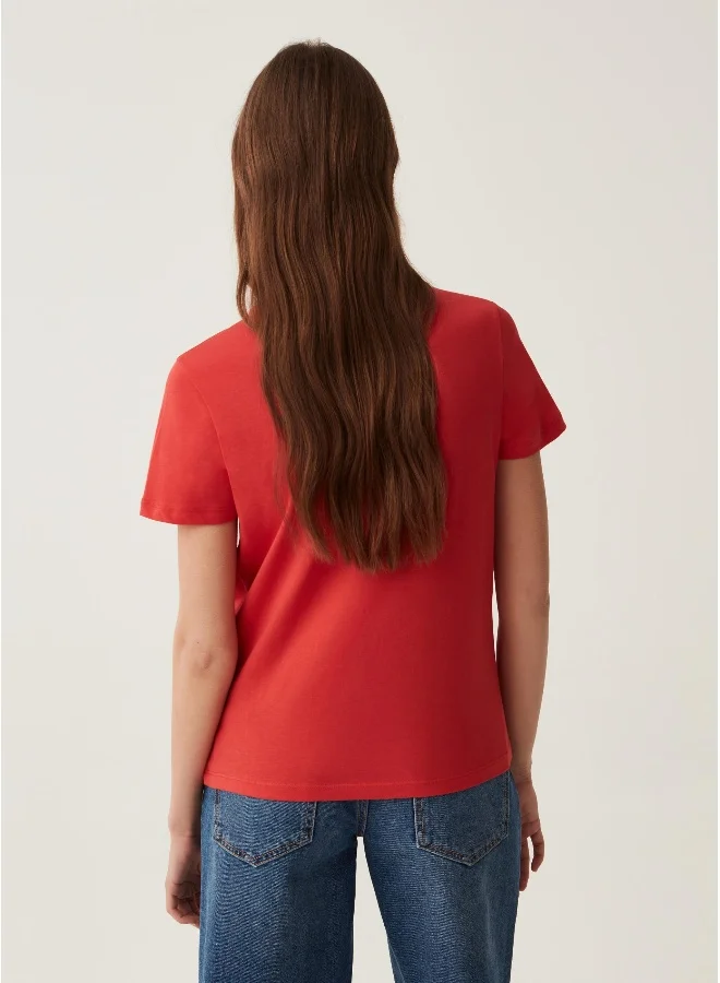 Ovs Ovs Cotton T-Shirt With Round Neck