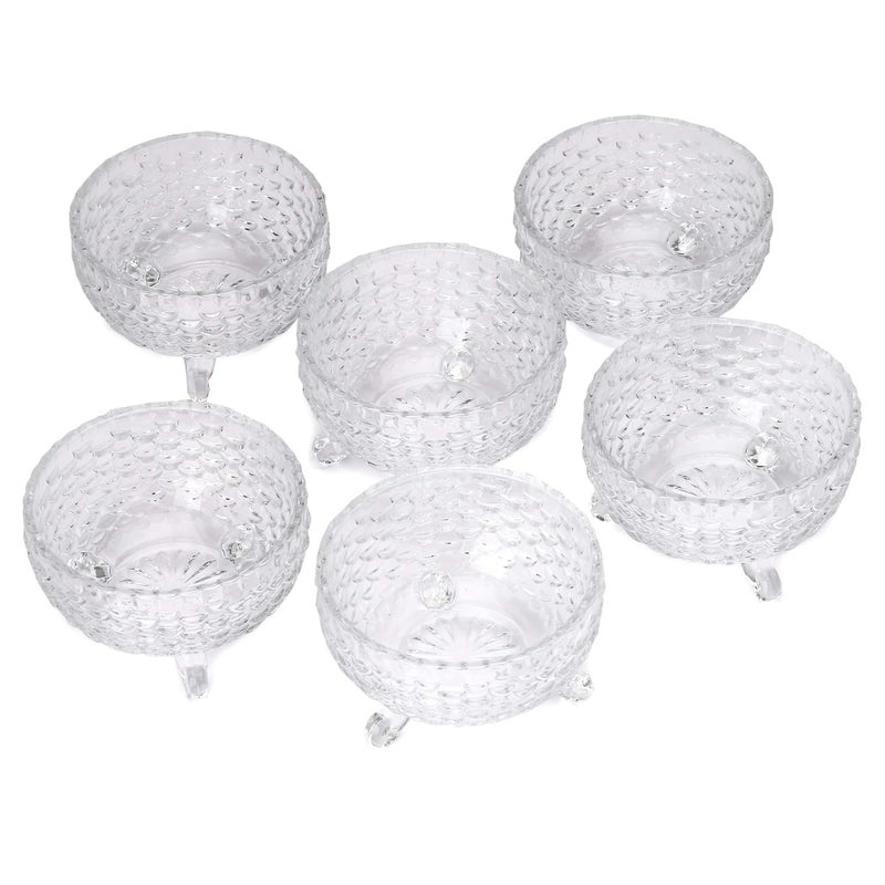 Somil MultiPurpose Tableware SnackVeritable Serving Bowl Set of 6 Glass Clear Round BowltG6A