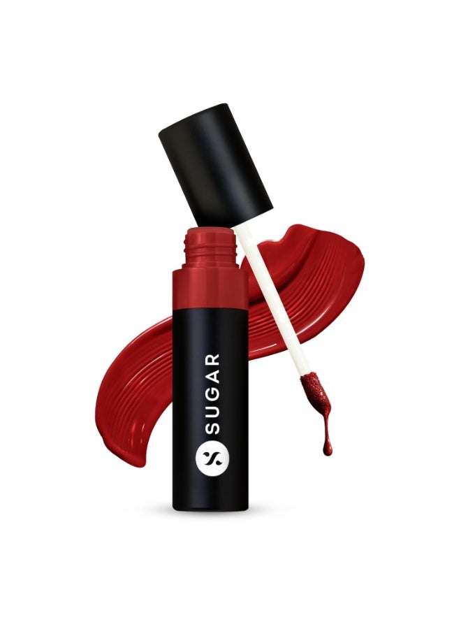 شوجر كوزماتيكس أحمر شفاه لامع مقاوم للتلألؤ من شوغر كوزمتكس | يدوم حتى 24 ساعة | مقاوم للتلطخ والتلطيخ - 3 مل - 12 لون قرمزي كونياك - Image 1