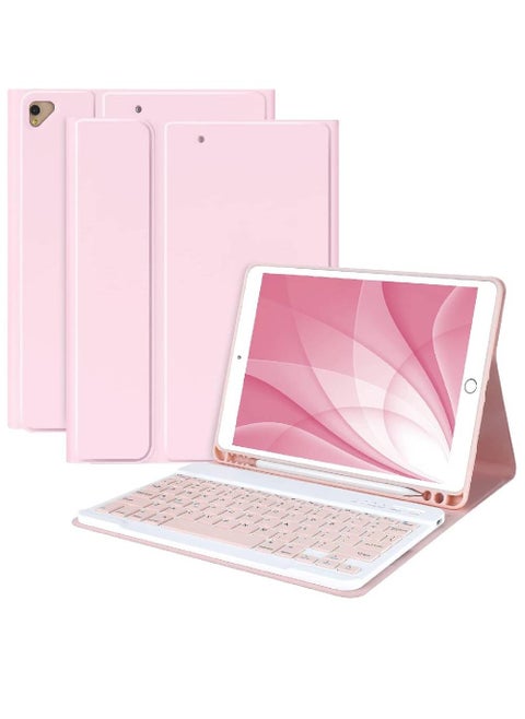 Keyboard Case for iPad 10.2" 9th 8th 7th Generation, with Detachable Bluetooth and Pencil Holder, 10.2 Inch/iPad Air 10.5"(3rd Gen)/iPad Pro 10.5 Inch, Auto Sleep/Wake Function (Pink)