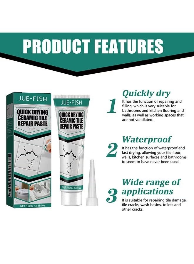 Ceramic Repair Paste - Water & Leak Resistant Hard - Drywall Repair Paste Set - Marble Glue Set (White) - Image 4