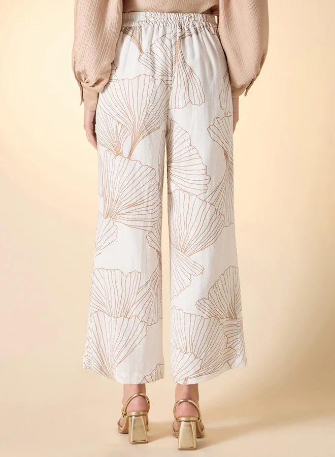 Iconic Iconic Foil Print Wide Leg Pants with Pockets