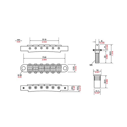TonePros Metric Locking Tune-O-Matic Bridge (large posts) Chrome - Image 2