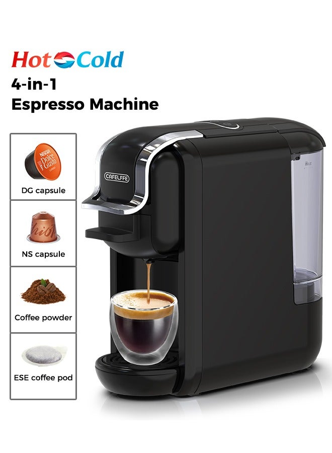Cafelffe 4 In 1 Hot Cold Brew Espresso Capsule Coffee Machine For Nespresso Dolce Gusto ESE Pods And Coffee Powder 1450W 600ML Black - Image 1
